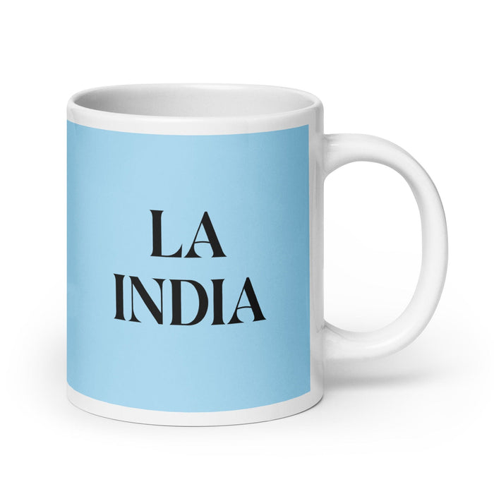 La India The Indian Funny Home Office Work Coffee Mug Mexican Spanish Pride Gift White Glossy Cup Sky Blue Card Mug