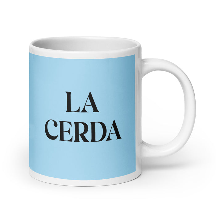 La Cerda The Pig Funny Home Office Work Coffee Mug Mexican Spanish Pride Gift White Glossy Cup Sky Blue Card Mug