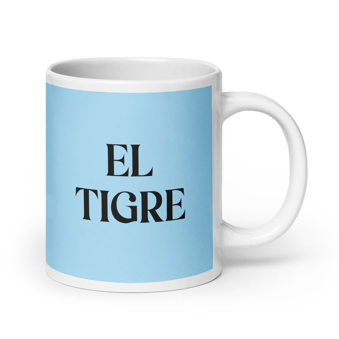 El Tigre The Tiger Funny Home Office Work Coffee Mug Mexican Spanish Pride Gift White Glossy Cup Sky Blue Card Mug