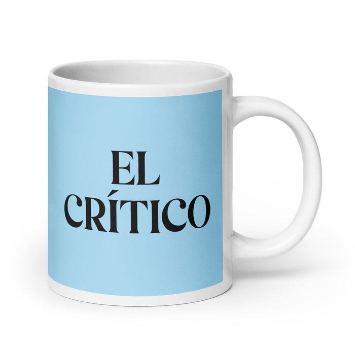 El Crítico Der Kritiker Lustige Kaffeetasse für Zuhause, Büro, Arbeit, mexikanisches spanisches Stolzgeschenk, weiße glänzende Tasse, himmelblaue Kartentasse