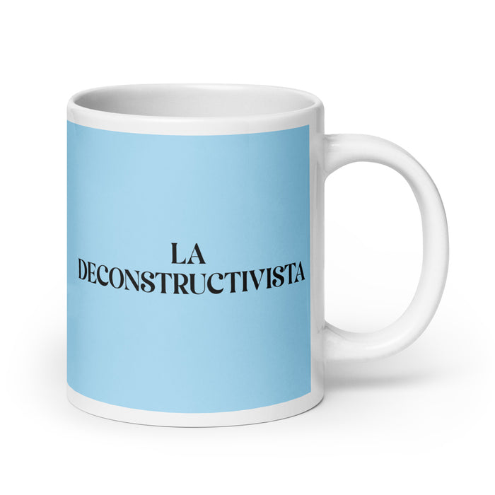 La Deconstructivista The Deconstructivist Funny Home Office Work Coffee Mug Mexican Spanish Pride Gift White Glossy Cup Sky Blue Card Mug