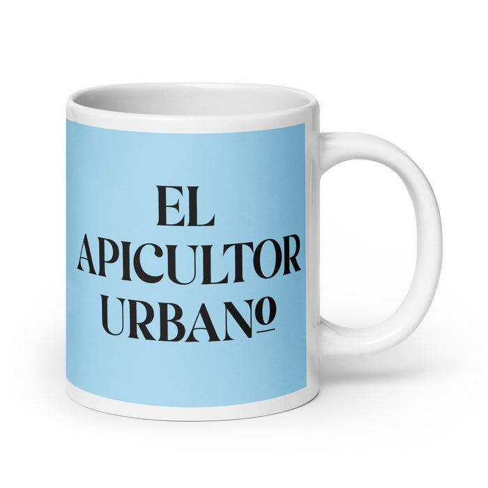 El Apicultor Urbano The Urban Beekeeper Funny Home Office Work Coffee Mug Mexican Spanish Pride Gift White Glossy Cup Sky Blue Card Mug