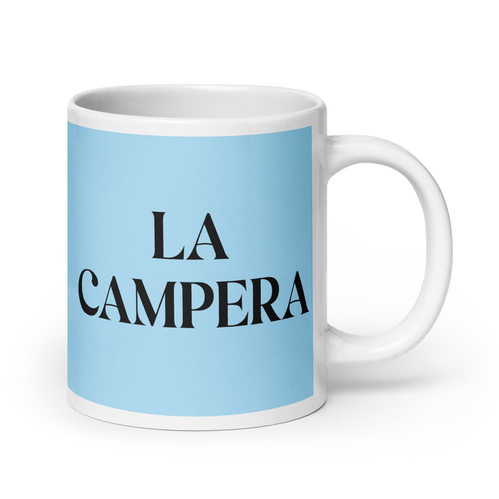 La Campera The Camper Funny Home Office Work Coffee Mug Mexican Spanish Pride Gift White Glossy Cup Sky Blue Card Mug