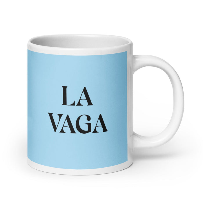 Lustige Kaffeetasse mit Aufschrift „La Vaga the Lazy One“, für Zuhause, Büro, Arbeit, mexikanisches und spanisches Pride-Geschenk, weiße, glänzende Tasse, himmelblaue Kartentasse