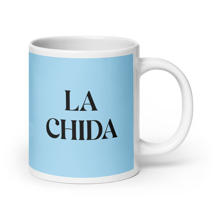 La Chida The Cool One Funny Home Office Work Coffee Mug Mexican Spanish Pride Gift White Glossy Cup Sky Blue Card Mug