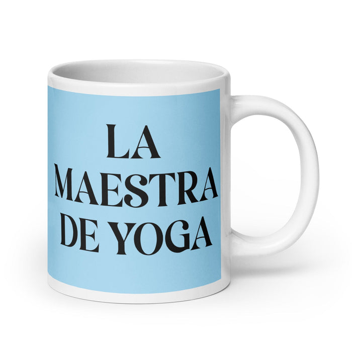 La Maestra De Yoga The Yoga Master Funny Home Office Work Coffee Mug Mexican Spanish Pride Gift White Glossy Cup Sky Blue Card Mug