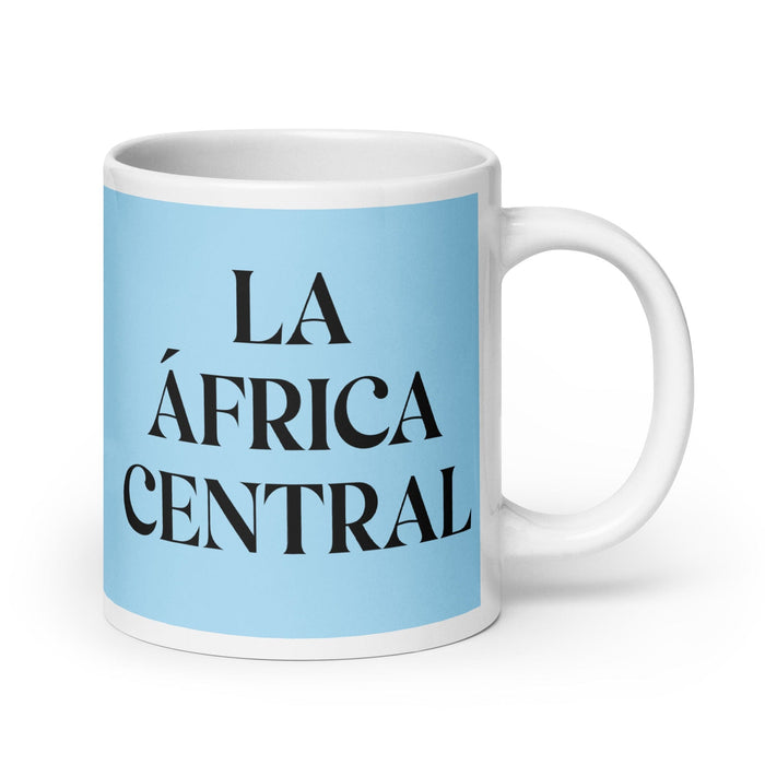 La África Central La tasse à café amusante pour le bureau à domicile et le travail en Afrique centrale Cadeau de fierté mexicaine espagnole Tasse blanche brillante Carte bleu ciel