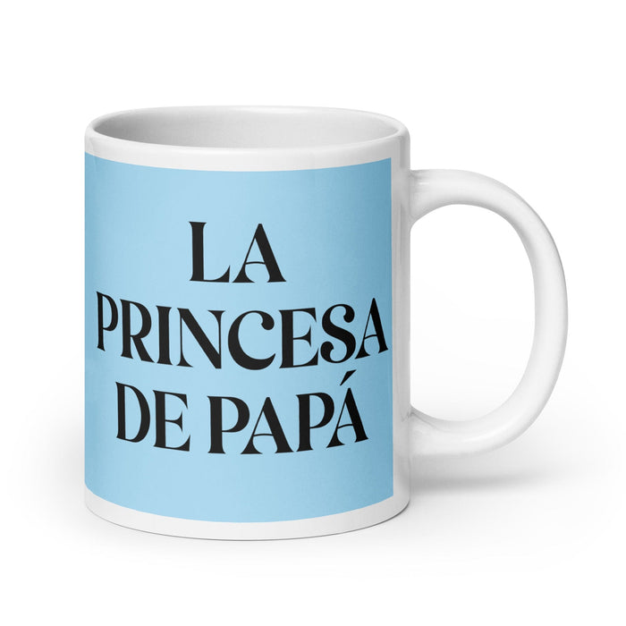 La Princesa De Papá La piccola principessa di papà / Il piccolo principe della mamma Tazza da caffè divertente per casa, ufficio, lavoro, orgoglio messicano spagnolo, regalo, tazza bianca lucida, tazza con carta azzurra