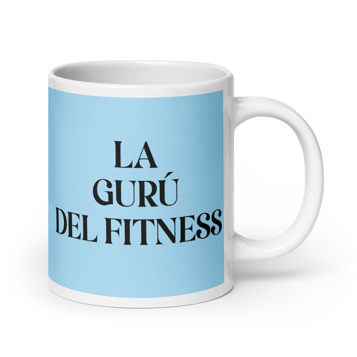 La Gurú Del Fitness The Fitness Guru Funny Home Office Work Coffee Mug Mexican Spanish Pride Gift White Glossy Cup Sky Blue Card Mug