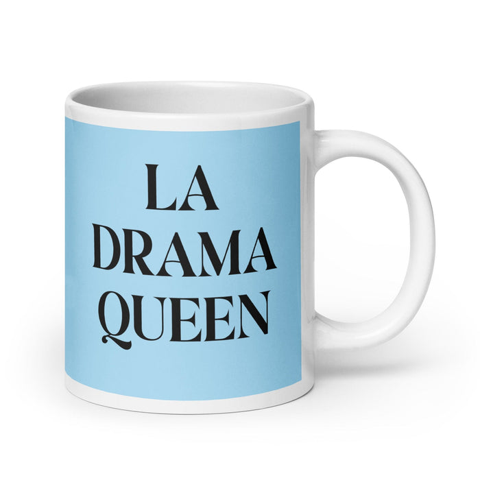 La Drama Queen The Drama Queen / The Drama King Funny Home Office Work Coffee Mug Mexican Spanish Pride Gift White Glossy Cup Sky Blue Card Mug