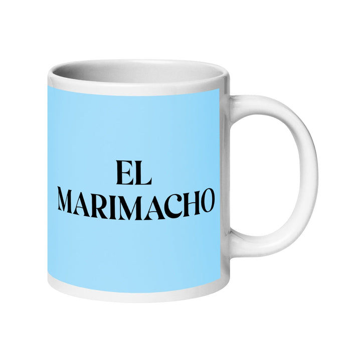 El Marimacho The Tomboy Tasse à café amusante pour le travail à domicile ou au bureau Cadeau de fierté mexicaine espagnole Tasse blanche brillante Carte bleu ciel