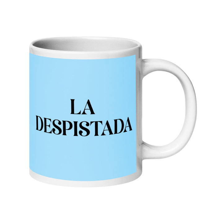 La Despistada The Scatterbrain Tasse à café amusante pour le travail à domicile ou au bureau Cadeau de fierté mexicaine espagnole Tasse blanche brillante Carte bleu ciel