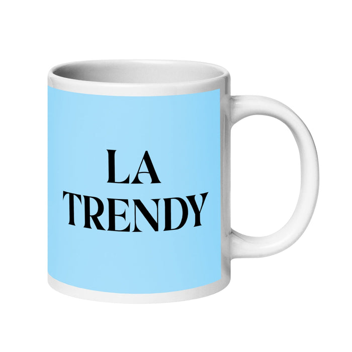 La Trendy The Trendy One Tasse à café amusante pour le travail à domicile ou au bureau Cadeau de fierté mexicaine espagnole Tasse blanche brillante Carte bleu ciel