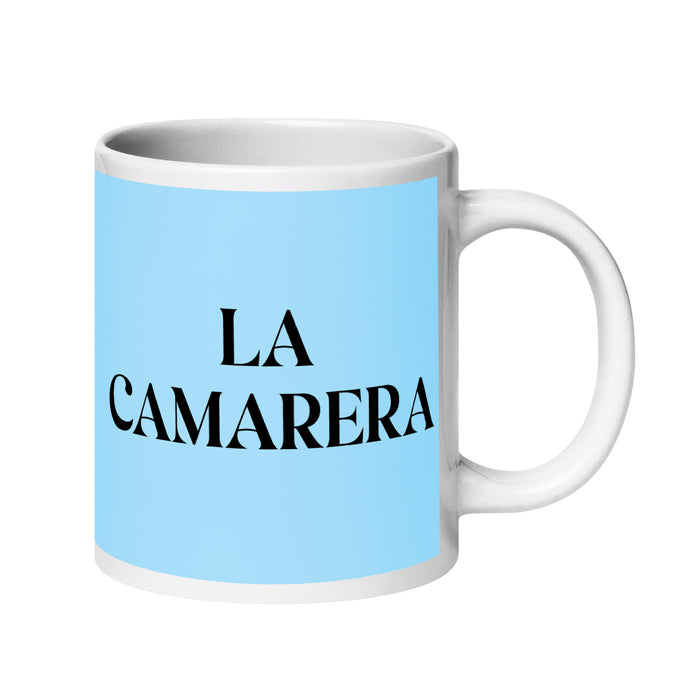 La Camarera The Waitress/Waiter Funny Home Office Work Coffee Mug Mexican Spanish Pride Gift White Glossy Cup Sky Blue Card Mug