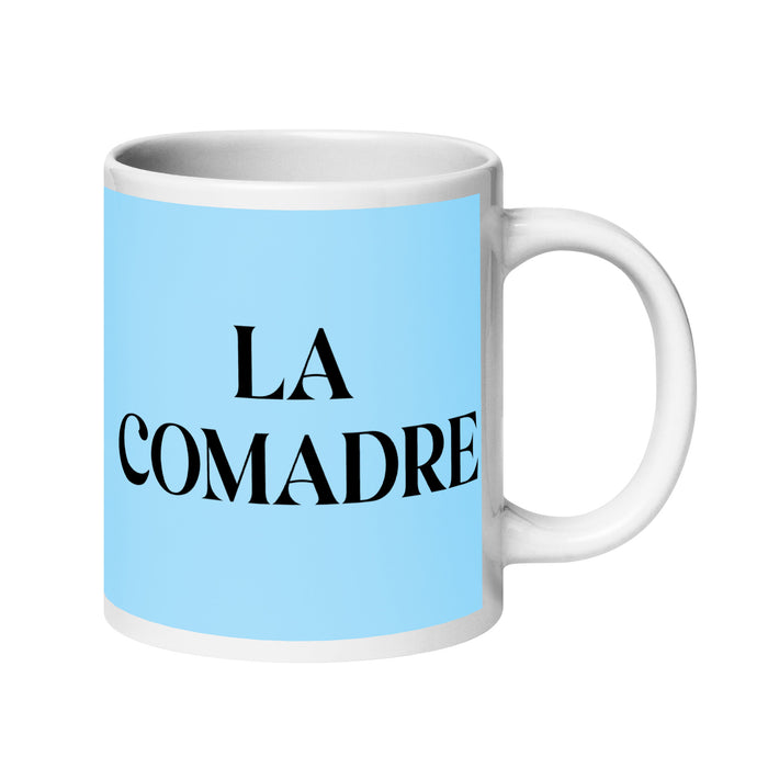 La Comadre The Co-Mother / The Co-Father (Relationship Between Godparents And Parents) Funny Home Office Work Coffee Mug Mexican Spanish Pride Gift White Glossy Cup Sky Blue Card Mug