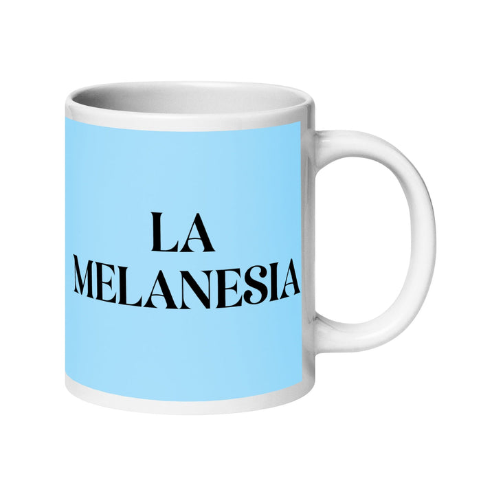 La Melanesia The Melanesian Funny Home Office Work Coffee Mug Mexican Spanish Pride Gift White Glossy Cup Sky Blue Card Mug