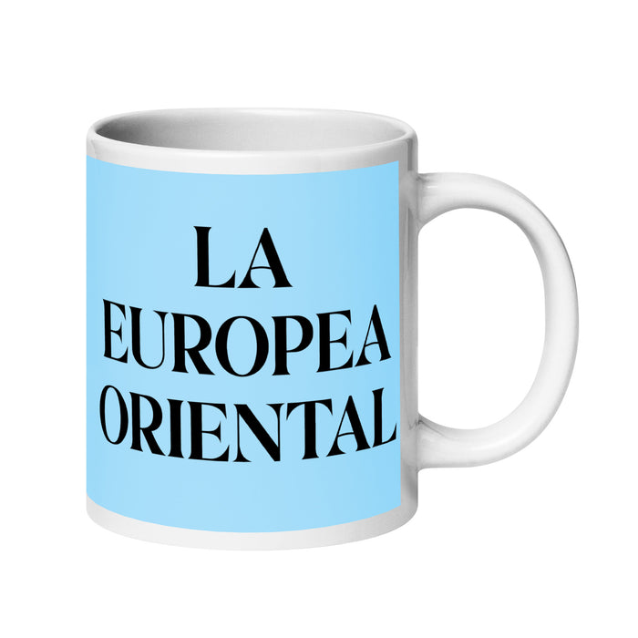 La Europea Oriental The Eastern European Funny Home Office Work Coffee Mug Mexican Spanish Pride Gift White Glossy Cup Sky Blue Card Mug