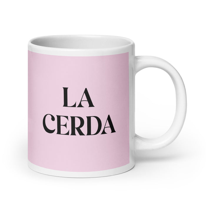 La Cerda The Pig Funny Home Office Work Coffee Mug Mexican Spanish Pride Gift White Glossy Cup Light Pink Card Mug