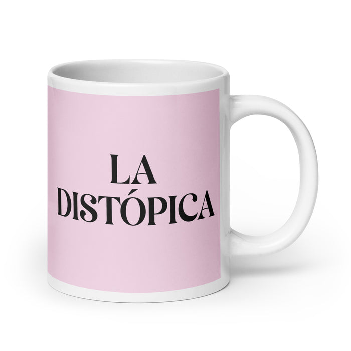 La Distópica The Dystopian Funny Home Office Work Coffee Mug Mexican Spanish Pride Gift White Glossy Cup Light Pink Card Mug