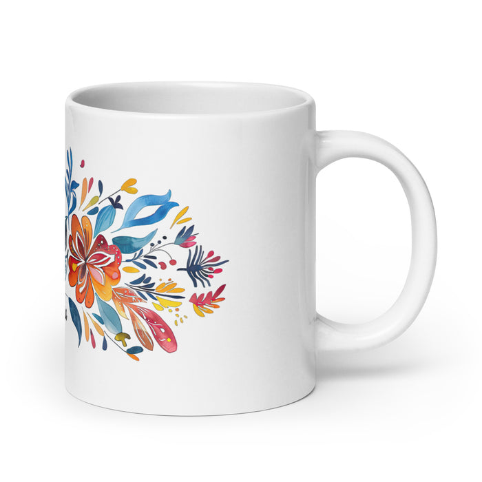 Taza de café exclusiva con nombre de Alejandra, obra de arte para el hogar, la oficina, el trabajo, regalo de orgullo mexicano y español, taza blanca brillante con caligrafía única en su tipo | A9