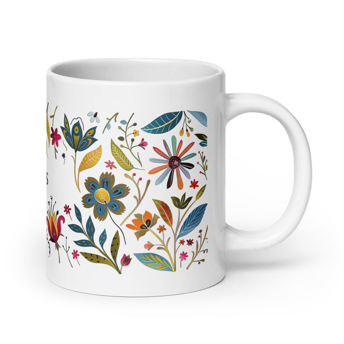 Taza de café exclusiva con nombre de Alexis, obra de arte para el hogar, la oficina, el trabajo, regalo de orgullo mexicano y español, taza blanca brillante con caligrafía única en su tipo | A2