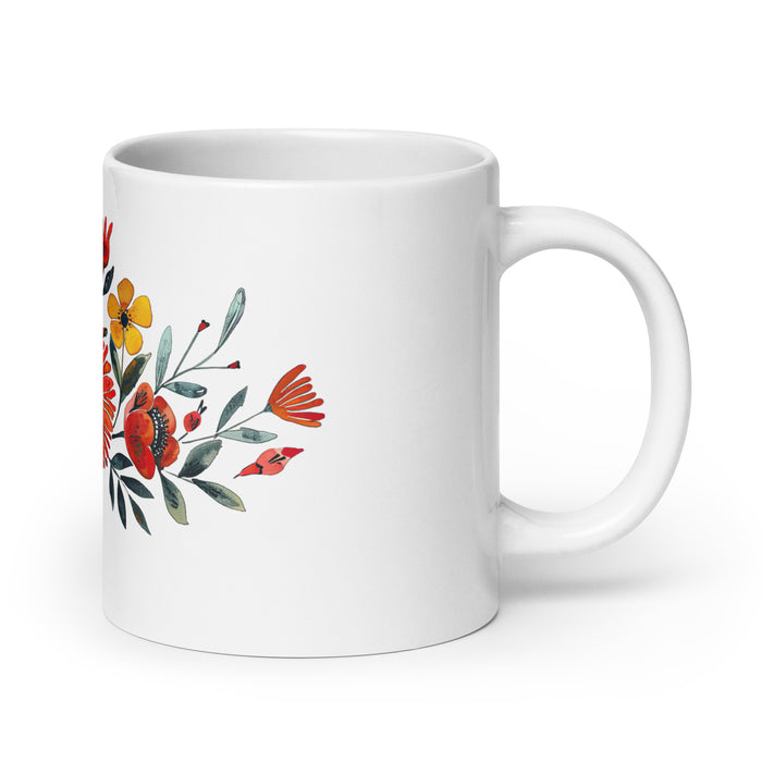 Amaia – Exklusives Namenskunstwerk, Kaffeetasse für Zuhause, Büro, Arbeit, mexikanischer und spanischer Stolz, Geschenktasse, einzigartige Kalligraphie, weiß glänzend, A3