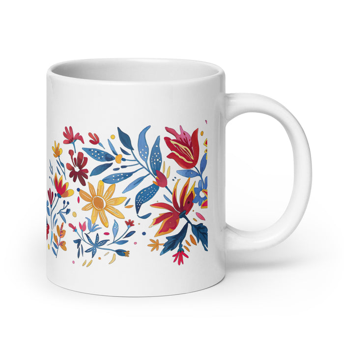 Taza de café exclusiva con nombre de Amalia, obra de arte para el hogar, la oficina, el trabajo, regalo de orgullo mexicano español, taza blanca brillante con caligrafía única en su tipo | A18