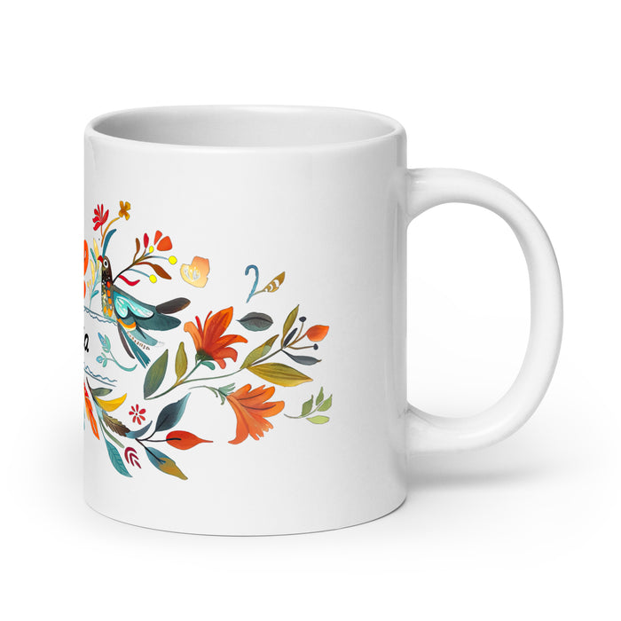 Taza de café exclusiva con nombre de Ana Lucía, para el hogar, la oficina, el trabajo, regalo de orgullo mexicano y español, taza blanca brillante con caligrafía única en su tipo, tamaño A6