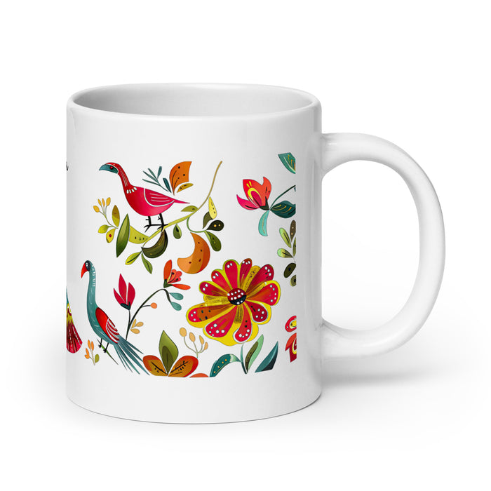 Tasse à café exclusive avec nom Ana Sofía, tasse à café pour le travail à domicile, la fierté espagnole mexicaine, tasse cadeau, calligraphie unique, tasse blanche brillante | A9