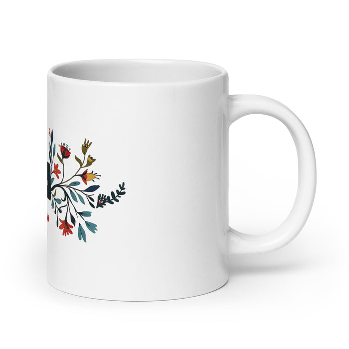 Taza de café exclusiva con nombre de Andrew, obra de arte para el hogar, la oficina, el trabajo, regalo de orgullo mexicano y español, taza blanca brillante con caligrafía única en su tipo | A2