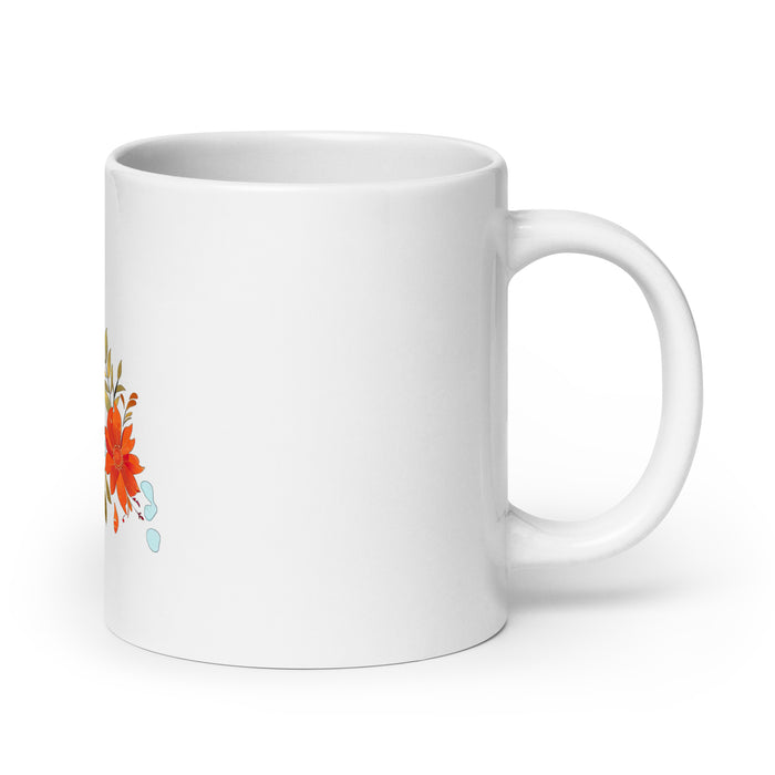 Tasse à café exclusive avec nom d'Ángela, tasse à café pour le travail à domicile, tasse cadeau de fierté espagnole mexicaine, tasse blanche brillante avec calligraphie unique en son genre | Á11