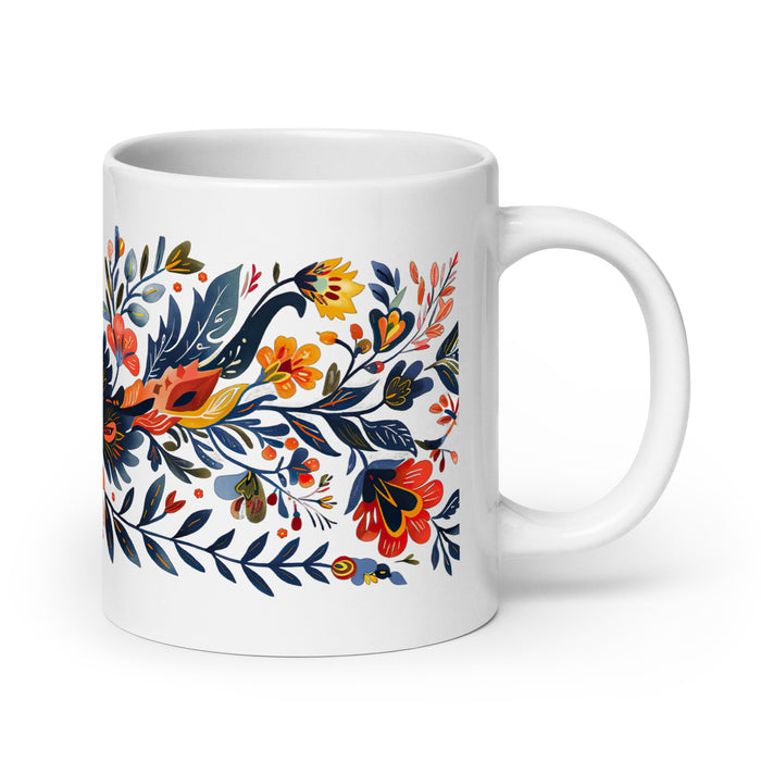 Tasse à café exclusive avec nom d'Ángela, tasse à café pour le travail à domicile, tasse cadeau de fierté espagnole mexicaine, tasse blanche brillante avec calligraphie unique en son genre | Á29