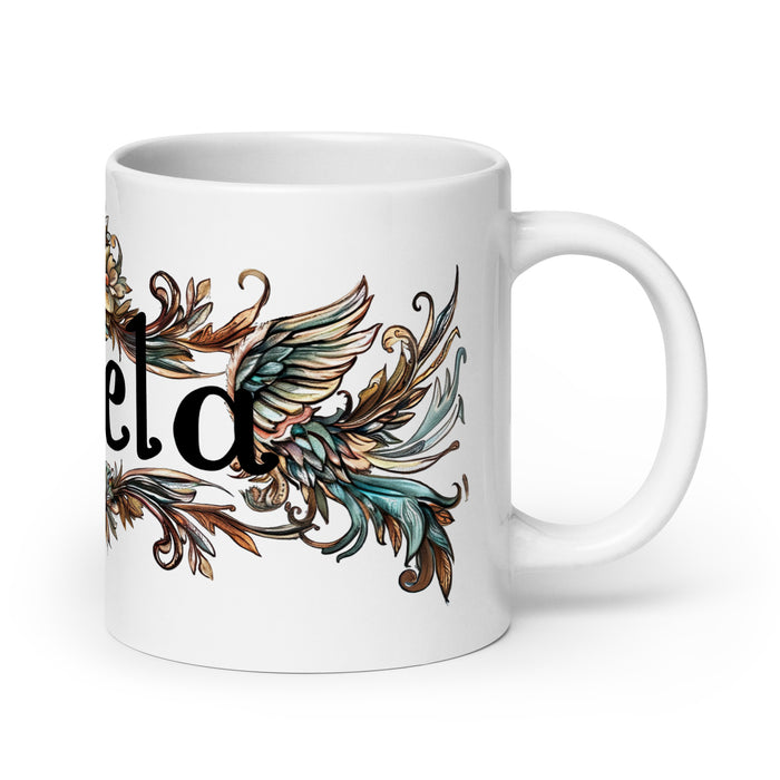 Ángela Exclusive Name Art Piece Home Office Work Coffee Mug Mexican Spanish Pride Gift Cup One-Of-A-Kind Calligraphy White Glossy Mug | Á30