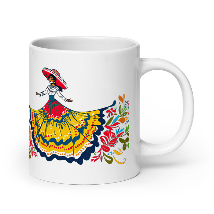 Tasse à café avec nom exclusif Angelina, tasse à café pour le travail à domicile, le bureau, la fierté mexicaine et espagnole, tasse cadeau, calligraphie unique, tasse blanche brillante | A4