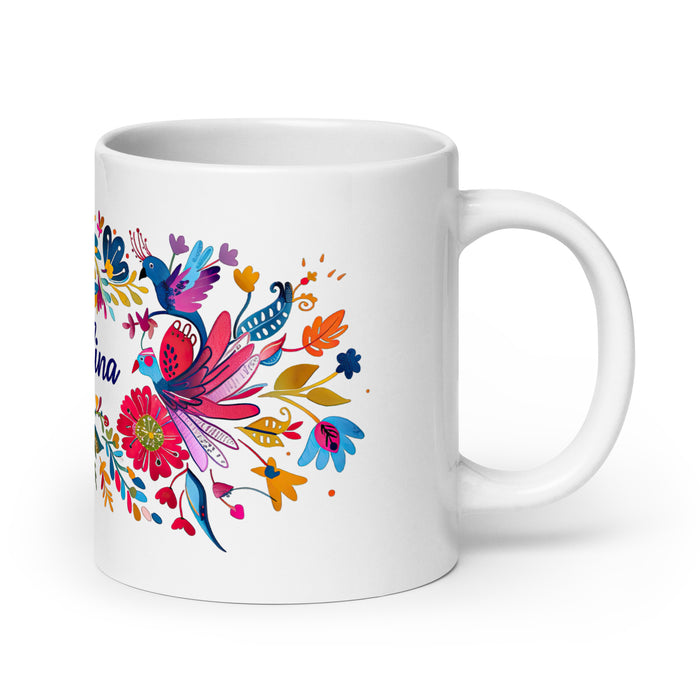 Tasse à café avec nom exclusif Angelina, tasse à café pour le travail à domicile, le bureau, la fierté mexicaine et espagnole, tasse cadeau, calligraphie unique en son genre, tasse blanche brillante | A14