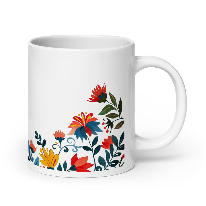 Taza de café exclusiva con nombre de Mar, obra de arte, para el hogar, la oficina, el trabajo, regalo de orgullo mexicano español, taza blanca brillante con caligrafía única en su tipo | M35