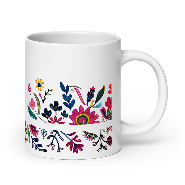 Taza de café exclusiva con nombre de Chloe, obra de arte para el hogar, la oficina, el trabajo, regalo de orgullo mexicano español, taza blanca brillante con caligrafía única en su tipo | C18