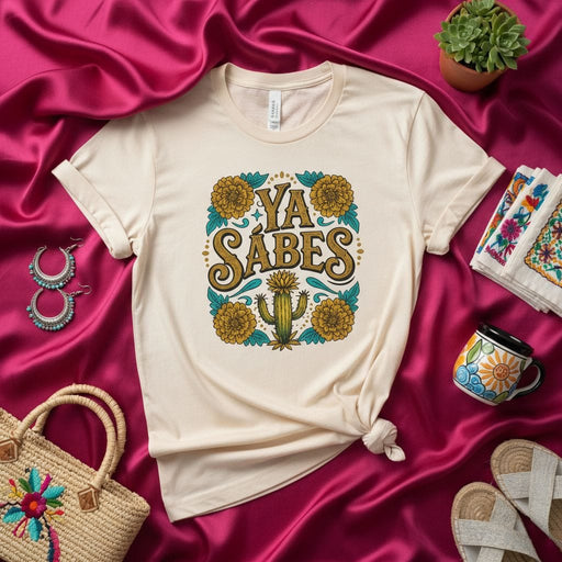 Ya Sabes T-Shirt, Mexican Floral Cactus Graphic Tee, Funny Spanish Phrase Unisex Shirt, Hispanic Culture Gift, Boho Style Vintage Look Top Mexicada
