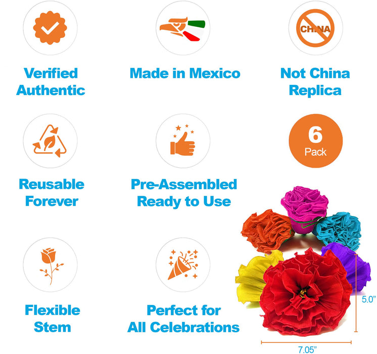 Authentic Mexican Paper Flowers (Party Decorations, Birthday Fiesta Supplies, Flor De Papel, Quinceañera, Taco Bar, Cinco De Mayo, Wedding), Assorted - Alondra's Imports