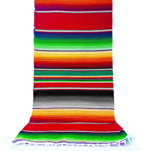 Authentic Mexican Table Runner (Zarape El Camino) 84" X 15" Alondra's Imports Brilliant Ruby - Lavish Grey / 1 Pack (Save 0%)