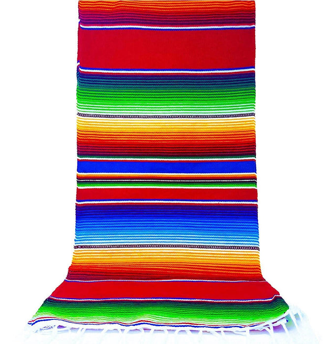 Authentic Mexican Table Runner (Zarape El Camino) 84" X 15" Alondra's Imports Brilliant Ruby Red / 1 Pack (Save 0%)