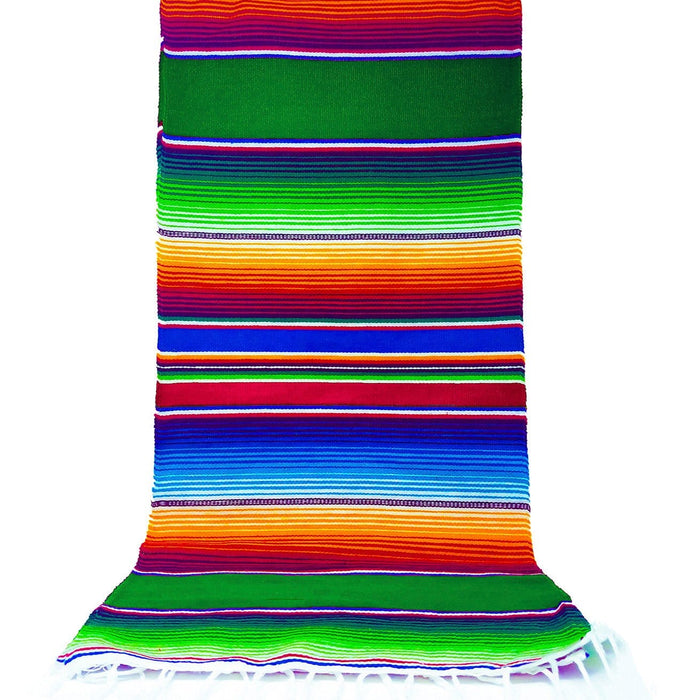 Authentic Mexican Table Runner (Zarape El Camino) 84" X 15" Alondra's Imports Emerald Green / 1 Pack (Save 0%)