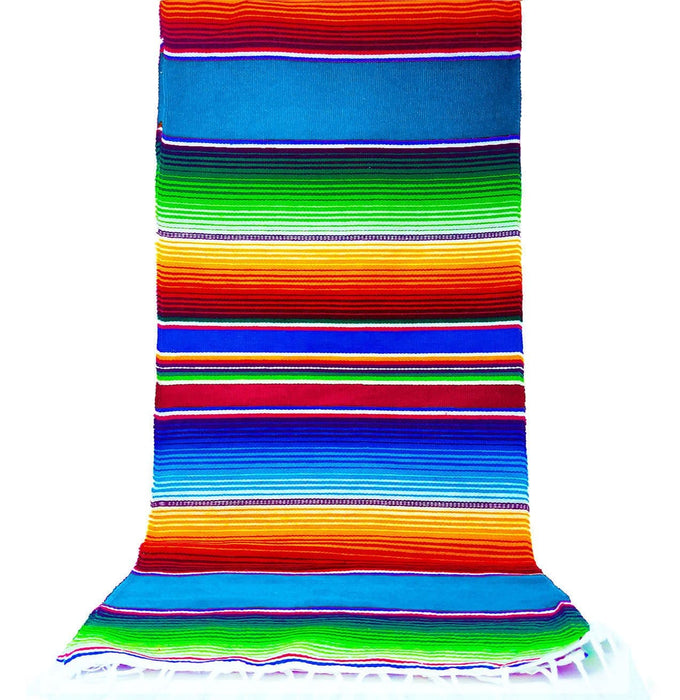 Authentic Mexican Table Runner (Zarape El Camino) 84" X 15" Alondra's Imports Sapphire Blue / 1 Pack (Save 0%)