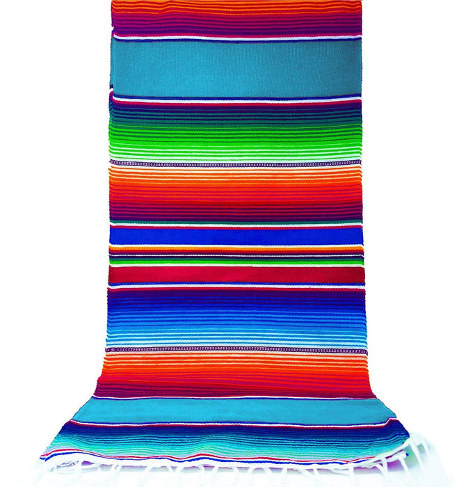 Authentic Mexican Table Runner (Zarape El Camino) 84" X 15" Alondra's Imports Winter Ruby Blue / 1 Pack (Save 0%)