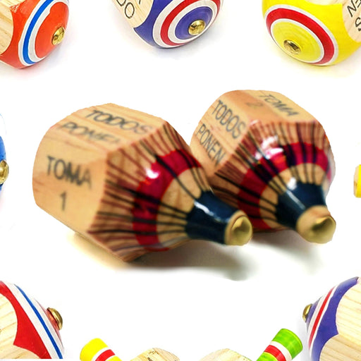 Authentic Mexican Wood Spinning Top Game (Pirinola Toma Todo) - Assorted Colors - Alondra's Imports