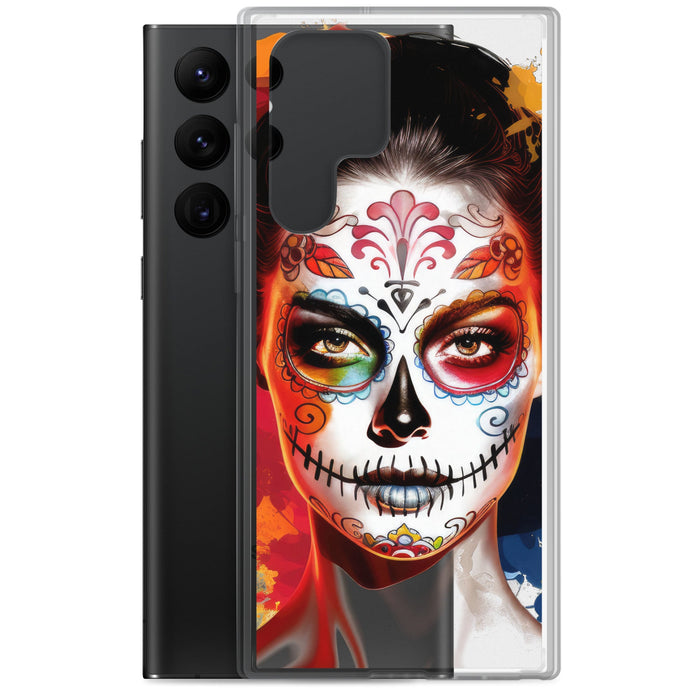 Day of the Dead Girl Watercolor Caricature: Spray Paint & Traditional Oil Blend Clear Case for Samsung® - Mexicada