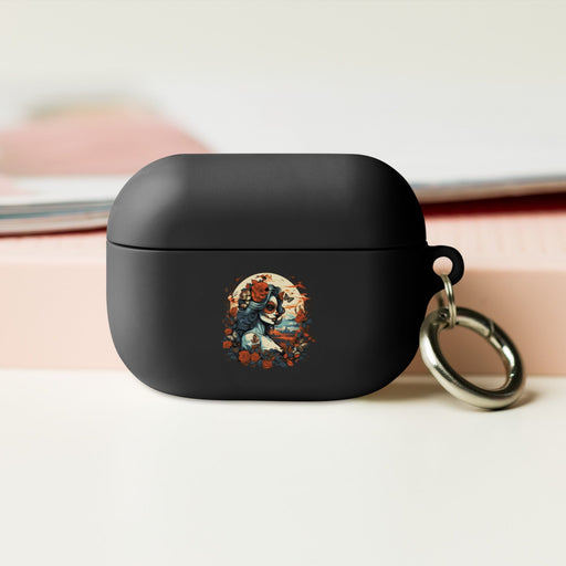 Day of the Dead Romance: Light Blue & Amber with Butterfly-adorned Woman Rubber Case for AirPods® Mexicada Black / AirPods Pro