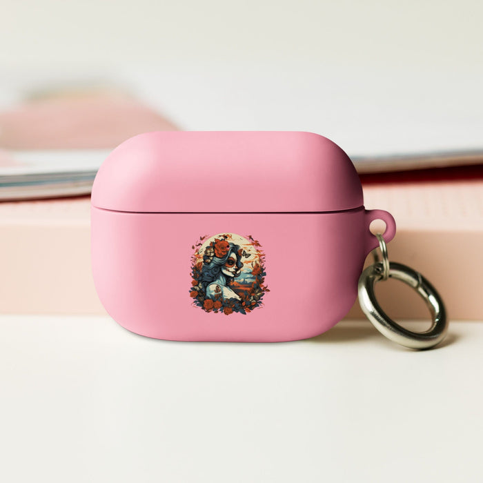 Day of the Dead Romance: Light Blue & Amber with Butterfly-adorned Woman Rubber Case for AirPods® Mexicada Pink / AirPods Pro