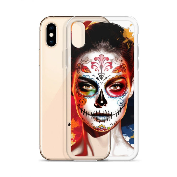 Day of the Dead Girl Watercolor Caricature: Spray Paint & Traditional Oil Blend Clear Case for iPhone® Mexicada