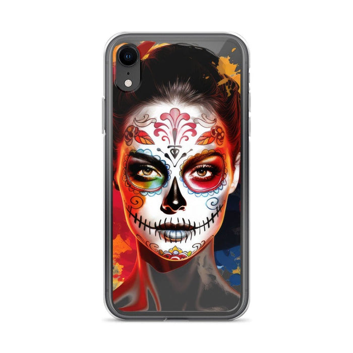 Day of the Dead Girl Watercolor Caricature: Spray Paint & Traditional Oil Blend Clear Case for iPhone® Mexicada iPhone XR